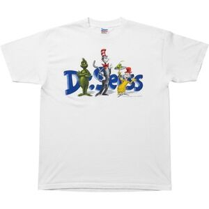 Vintage Dr Seuss Shirt XL White Grinch Cat in the Hat Seuss Wear Made in USA 90s